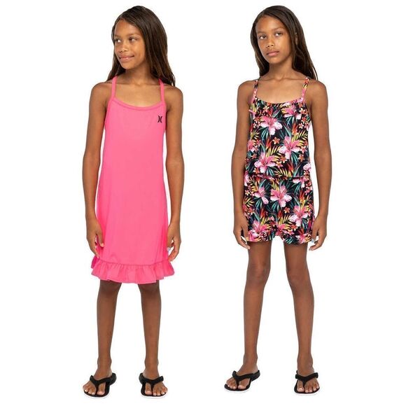 NWT ☀️ Hurley Youth 2-pack Dress and Romper Pink and Floral - Picture 9 of 14